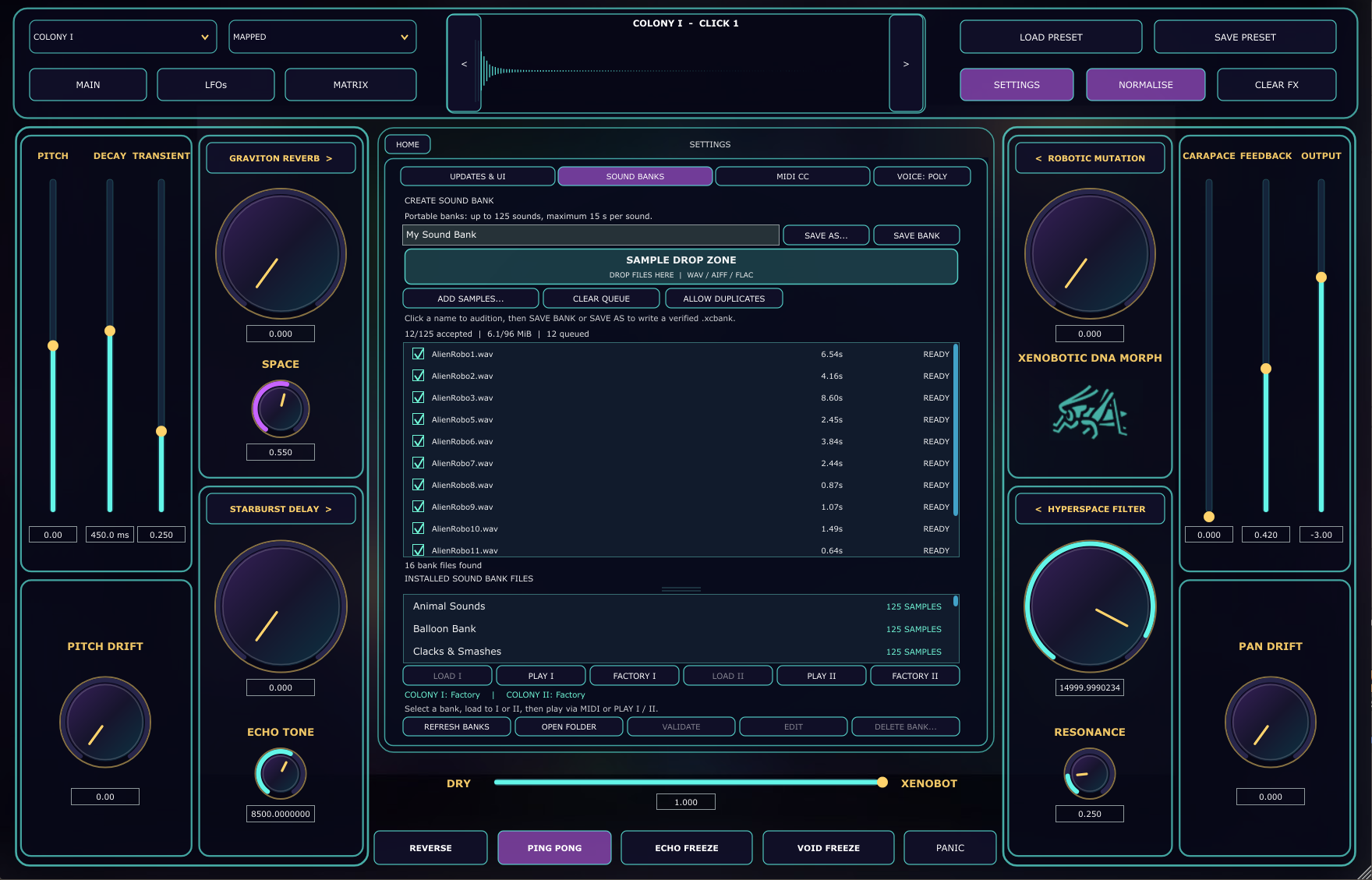 XenoCricket Sound Bank Creation page