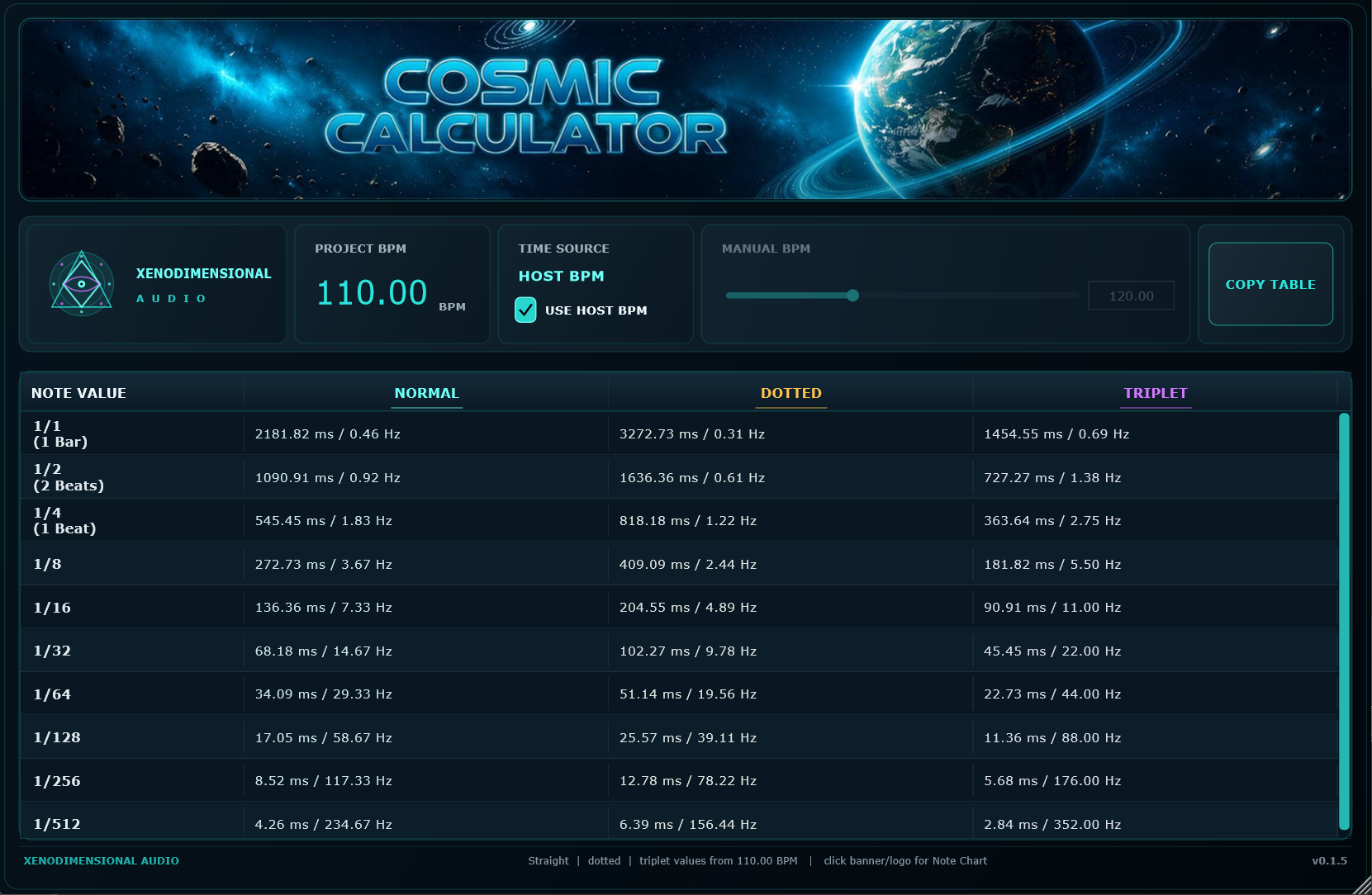 Cosmic Calculator interface